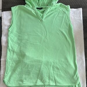 Green Sleeveless Hoodie Top